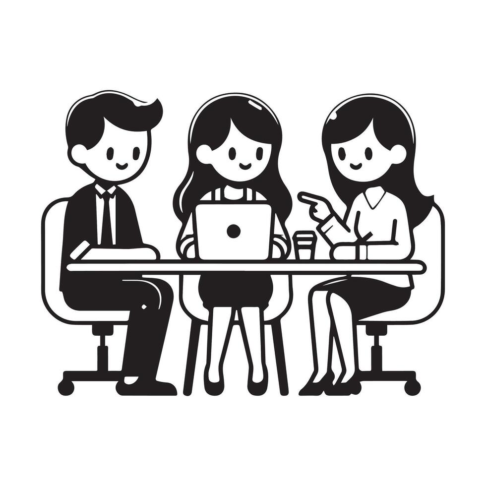 Team Collaboration in a Modern Office Environment with Workers Discussing vector