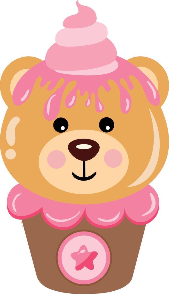 Sweet teddy bear ice cream in paper round box vector