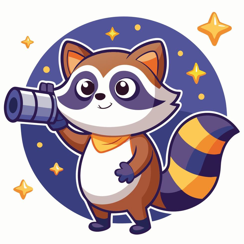 Intriguing Cartoon Sticker of a Curious Raccoon Embracing the Art of Espionage vector