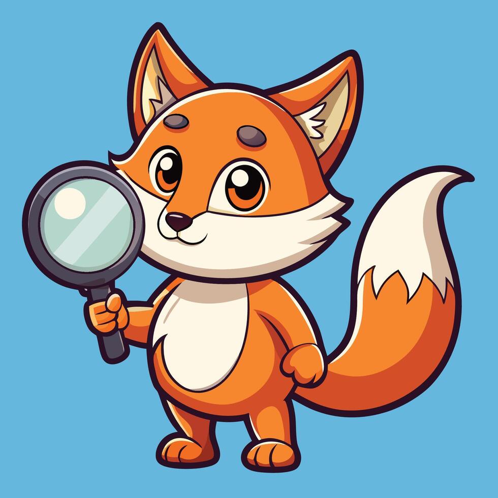 Magnify Wielding Fox Embarks on a Curious Adventure vector