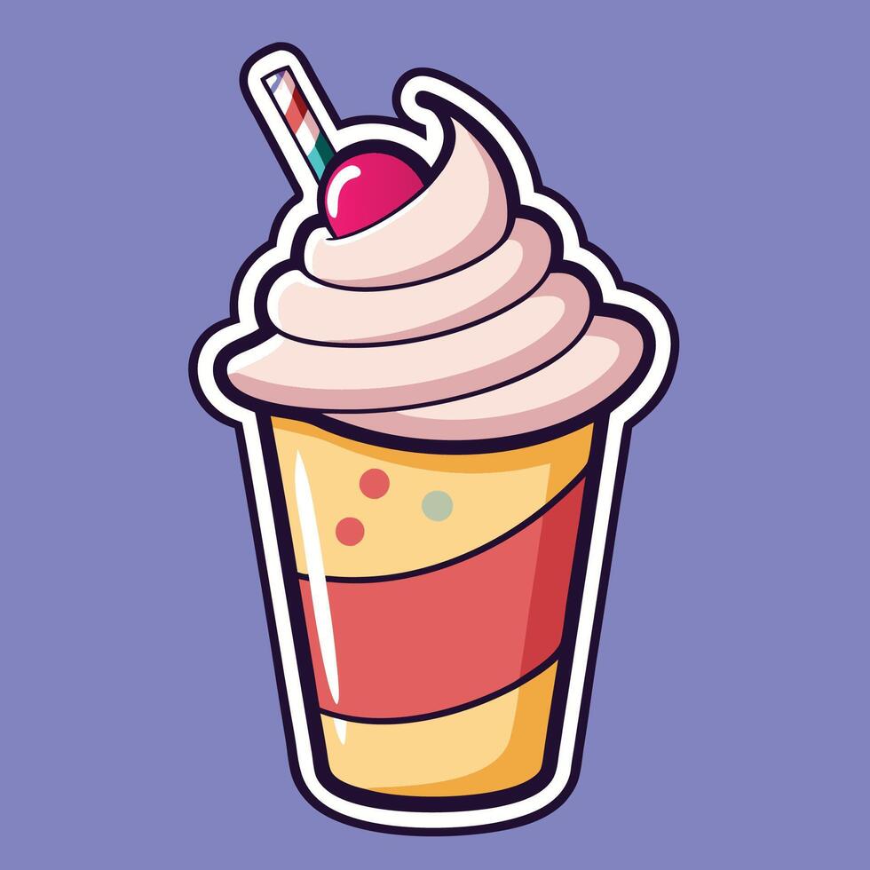 Cartoon Milkshake with Whipped Cream Topper vector