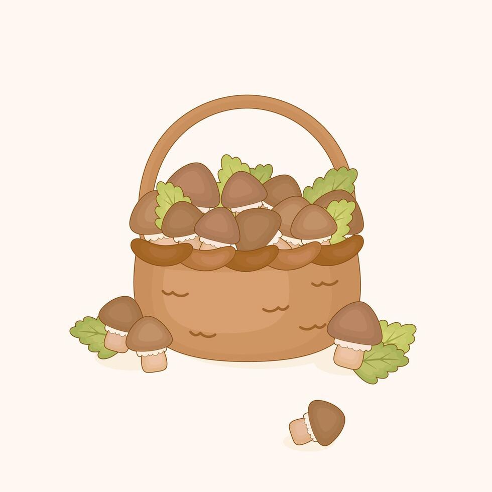 autumn mushroom basket vector