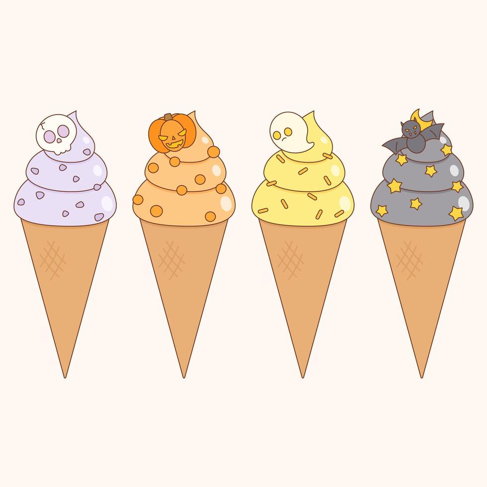 cute halloween ice cream vector
