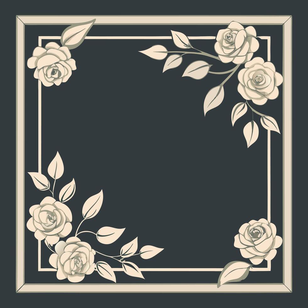 A square frame with roses on it vector