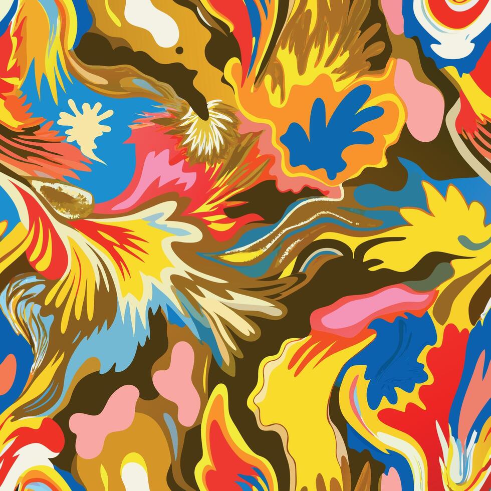 A colorful abstract pattern with flowers and leaves vector