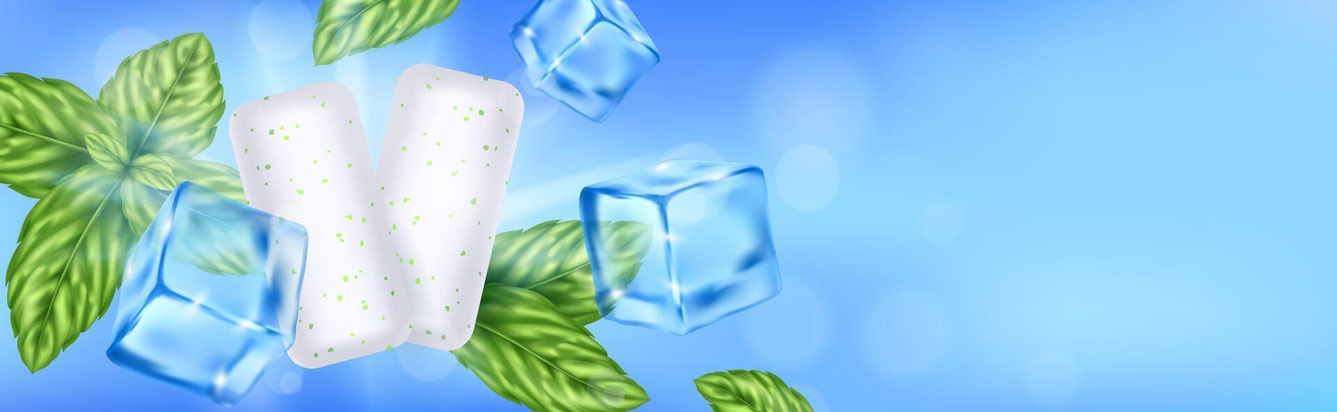 Mint Leaves, Ice Cubes, and Chewing Gum vector