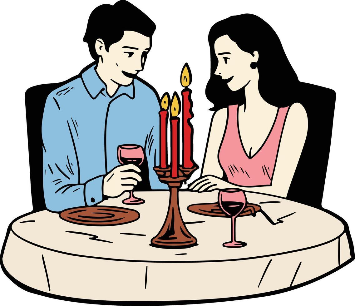 Couple at dinner clipart vector