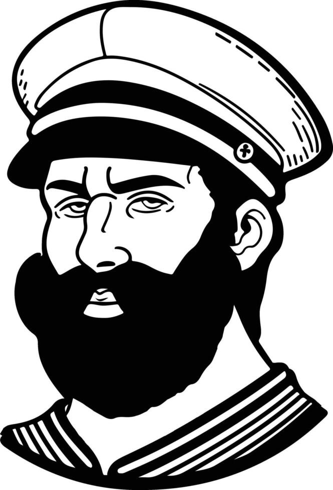 A sailor with a beard and hat vector