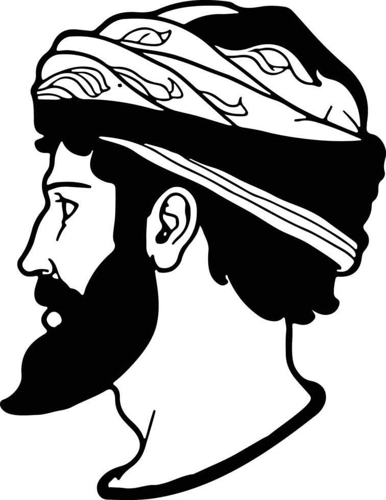 Ancient roman man with a turban and beard vector