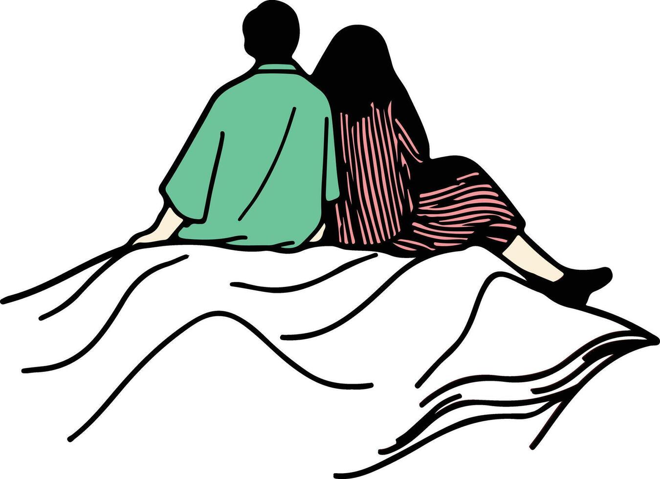 Couple sitting on a hill clipart vector