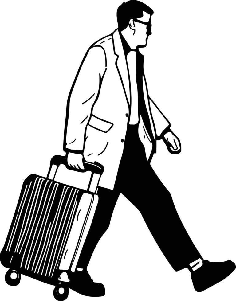 A man with a suitcase walking vector