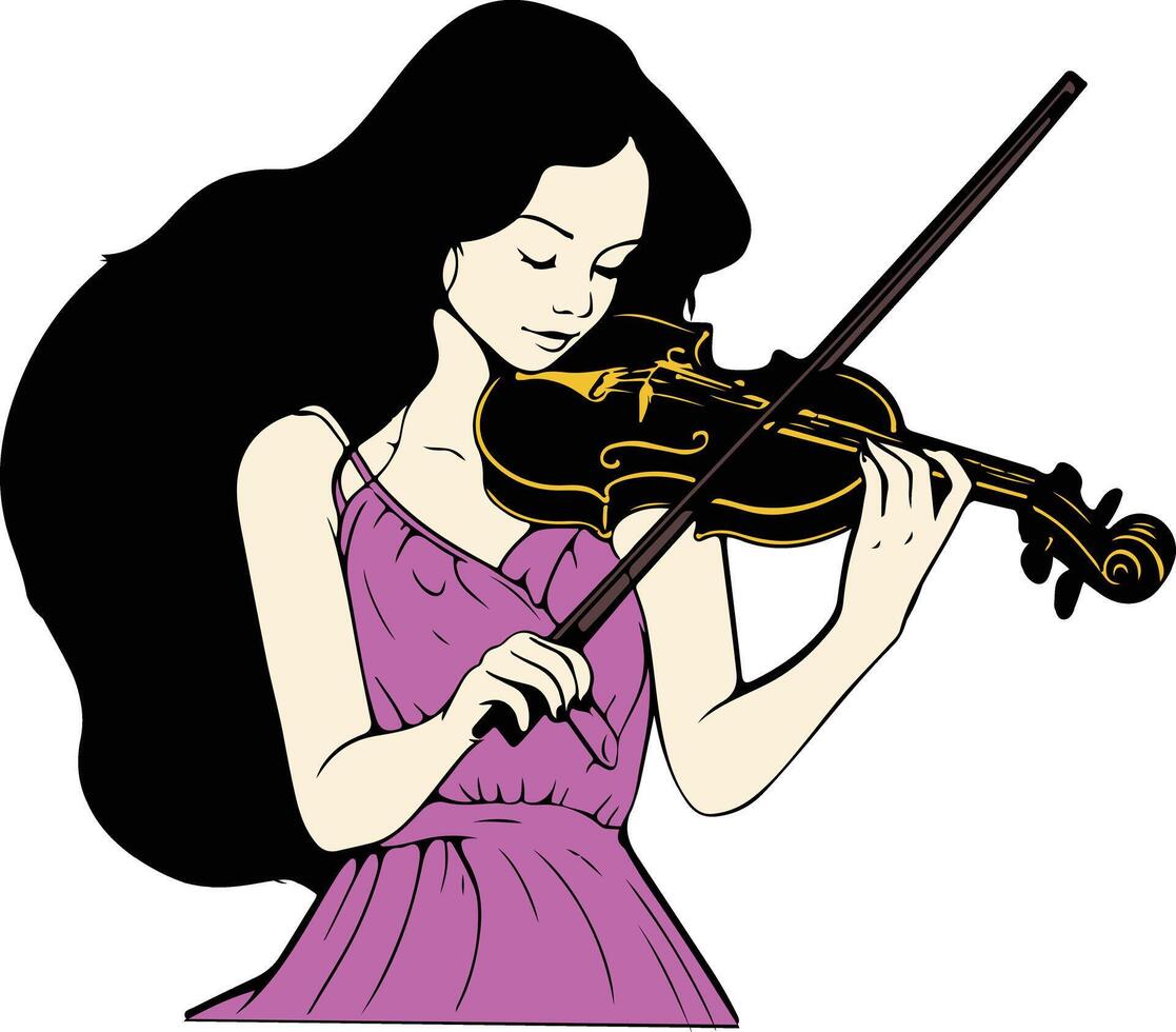 A girl playing the violin clipart vector