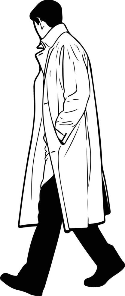 A man walking in a coat and tie clip art vector