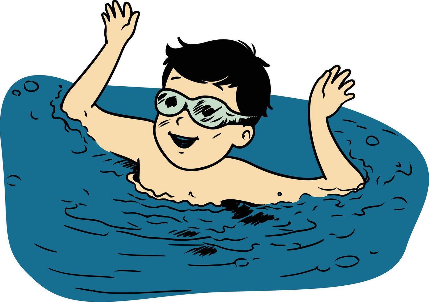 A boy splashing in a swimming pool vector