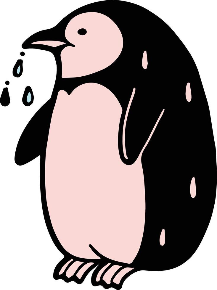 A penguin cooling off under a shower vector
