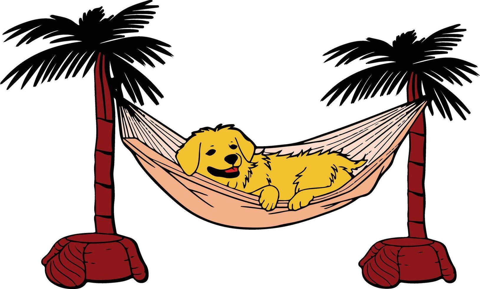 Golden retriever in hammock clipart vector