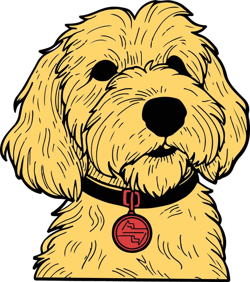 A cartoon dog with a red collar vector
