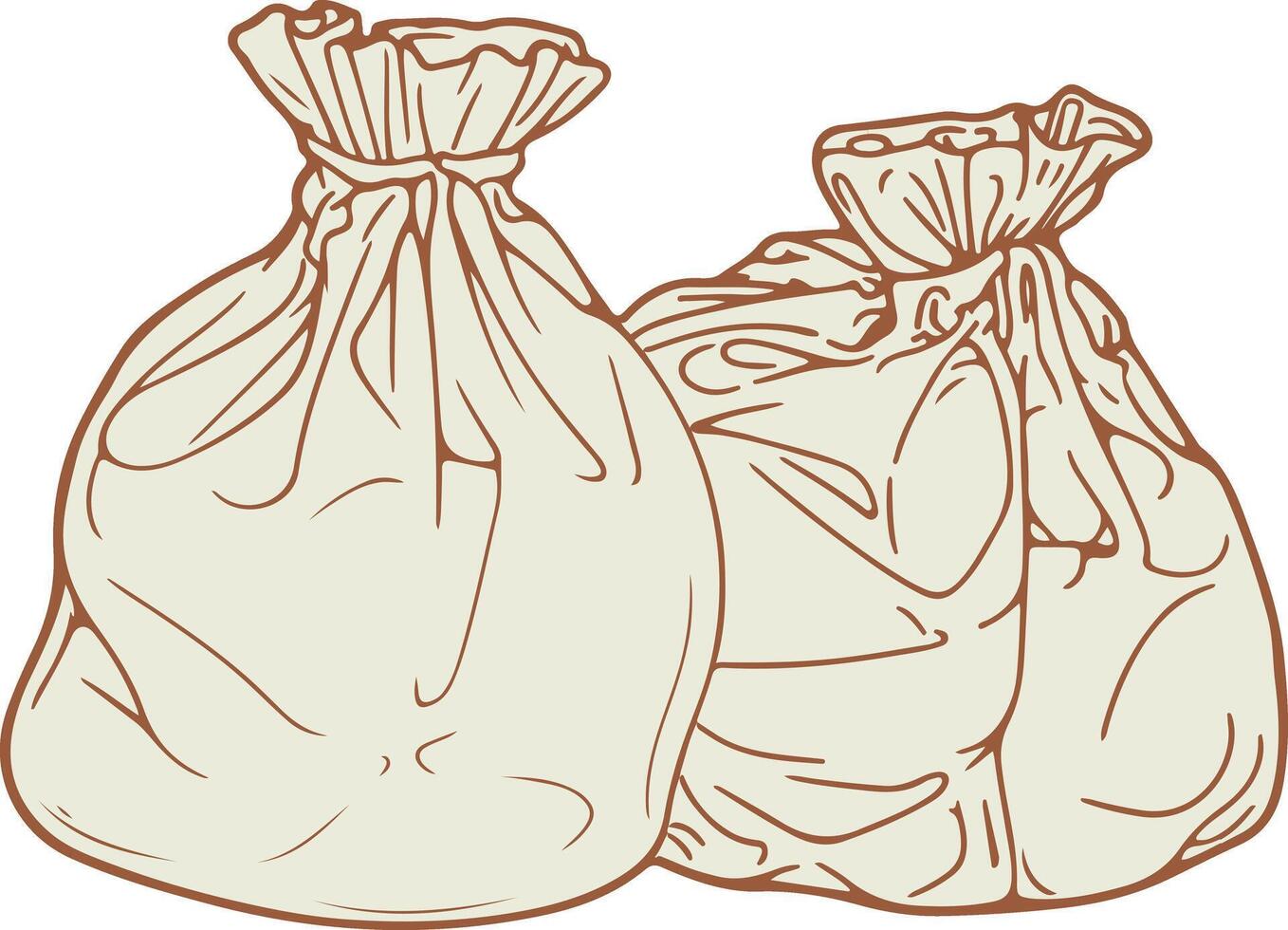Two bags of garbage on a white background vector
