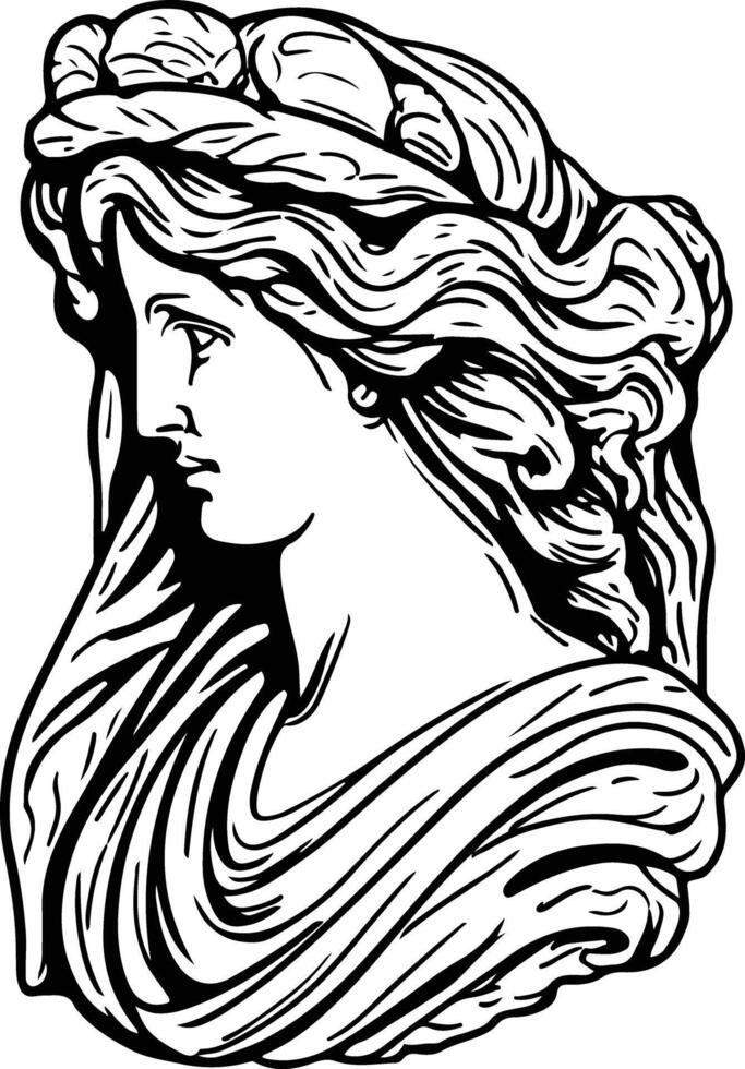Stone Carving of a Draped Female Figure or Caryatid vector
