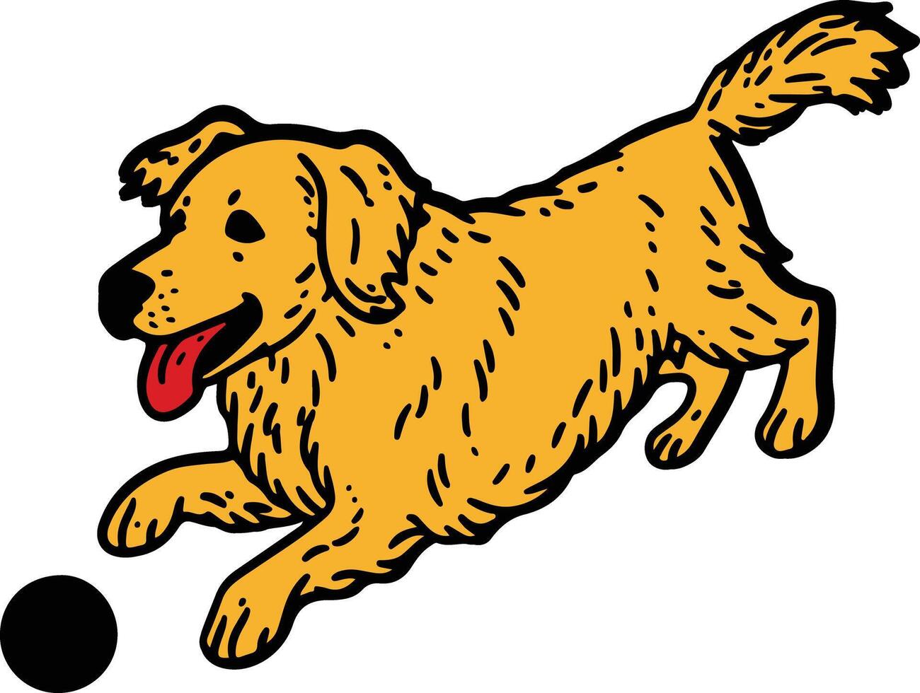 A dog chasing a ball vector
