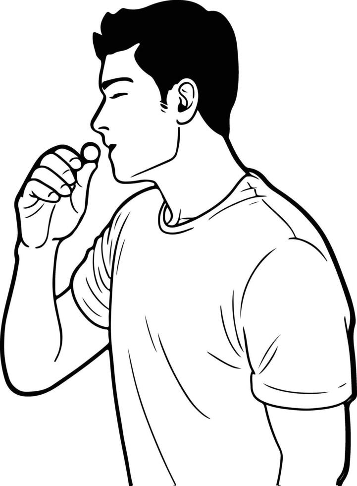 A man is eating a sandwich coloring page vector