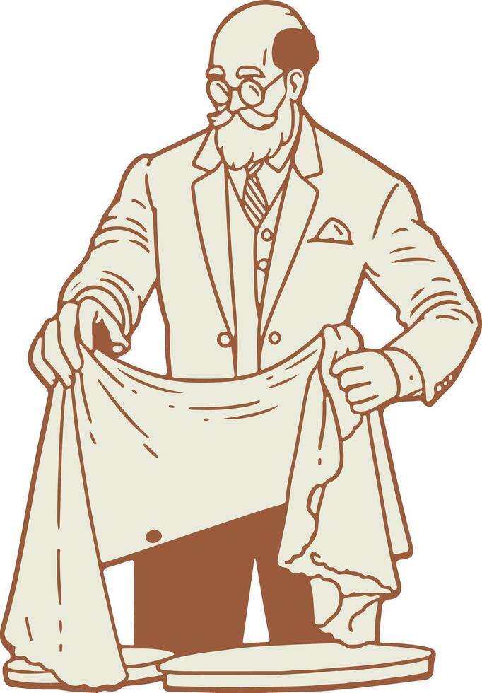 A man in a suit holding a cloth vector
