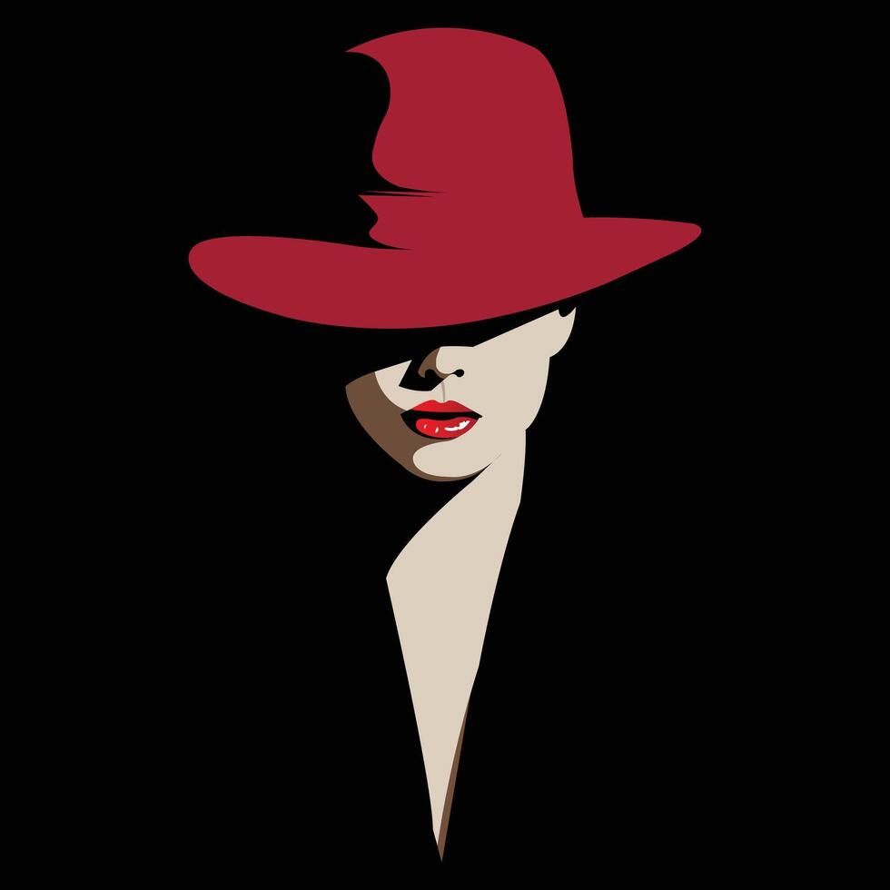 Elegant Lady in Hat, A Stylish Illustration vector
