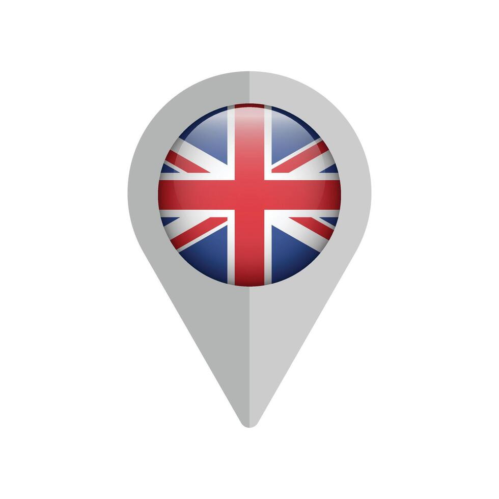 Pin map location icon flag of United Kingdom isolated on white background. vector