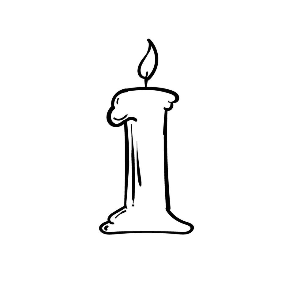 Candle line art doodle hand drawn isolated background. illustration vector