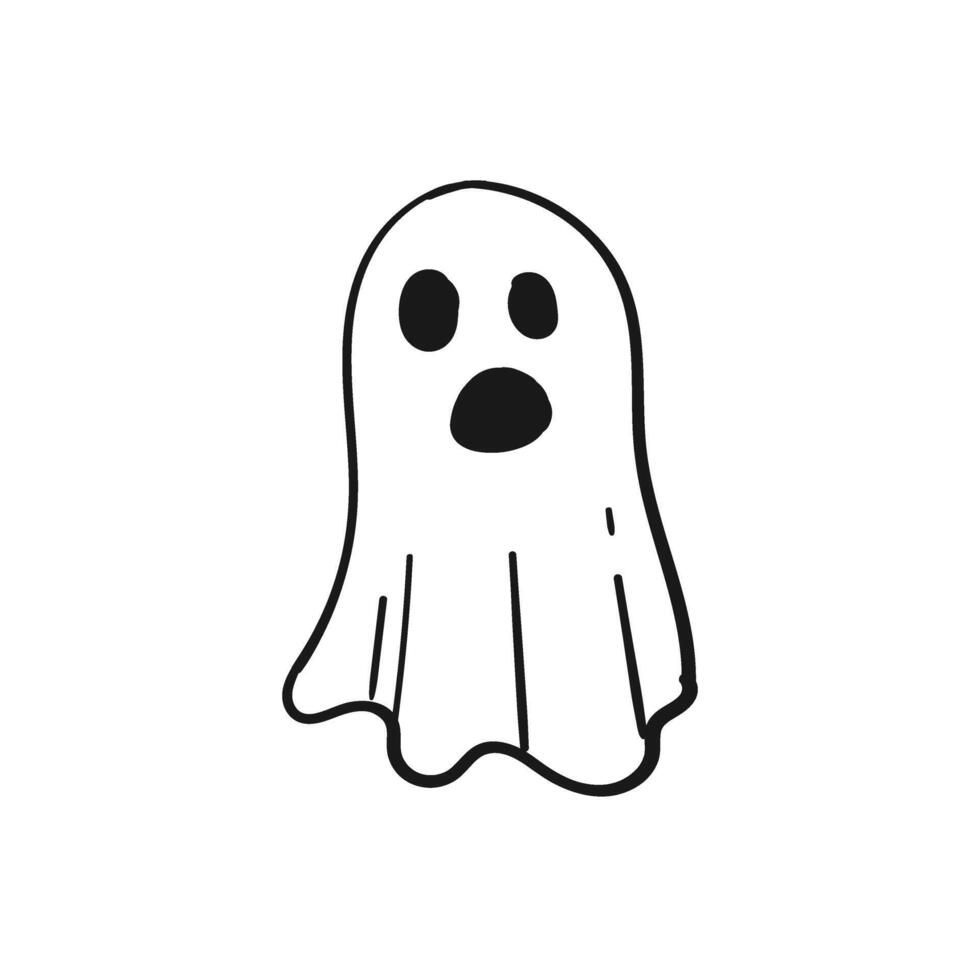 Ghost halloween doodle hand drawing isolated background. illustration vector