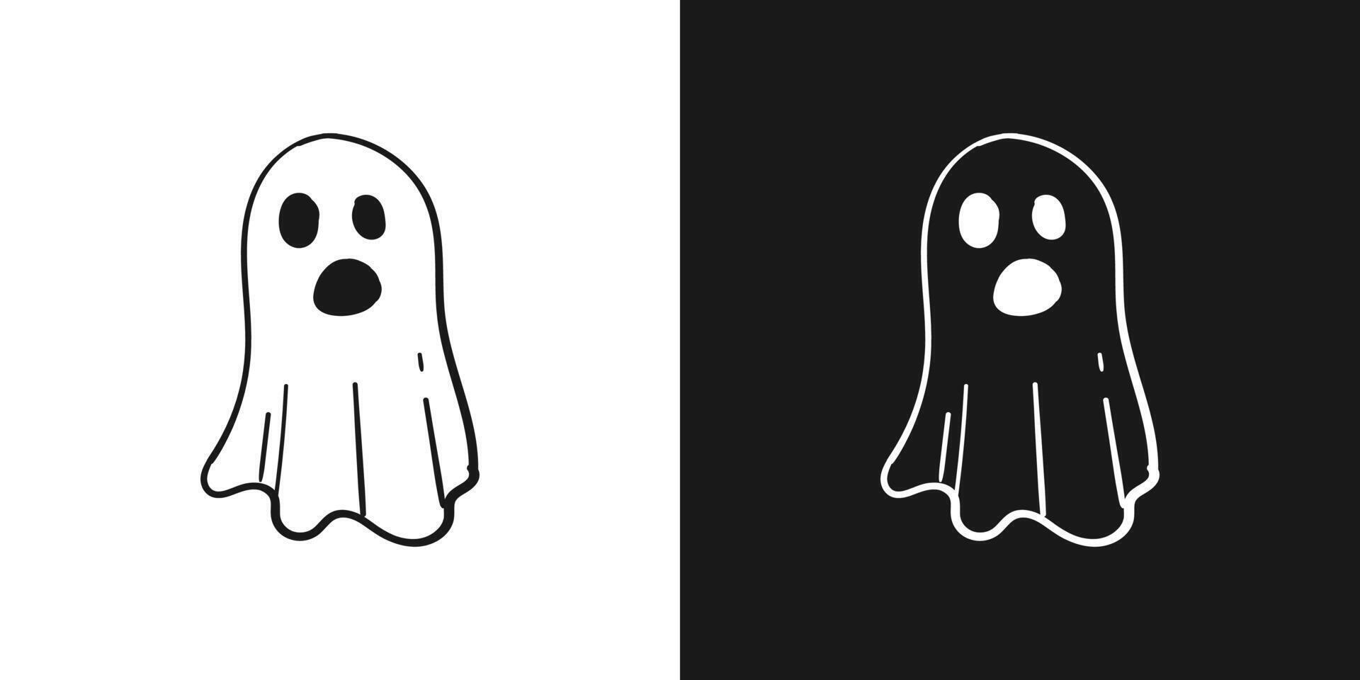 Ghost halloween doodle hand drawing isolated background. illustration vector