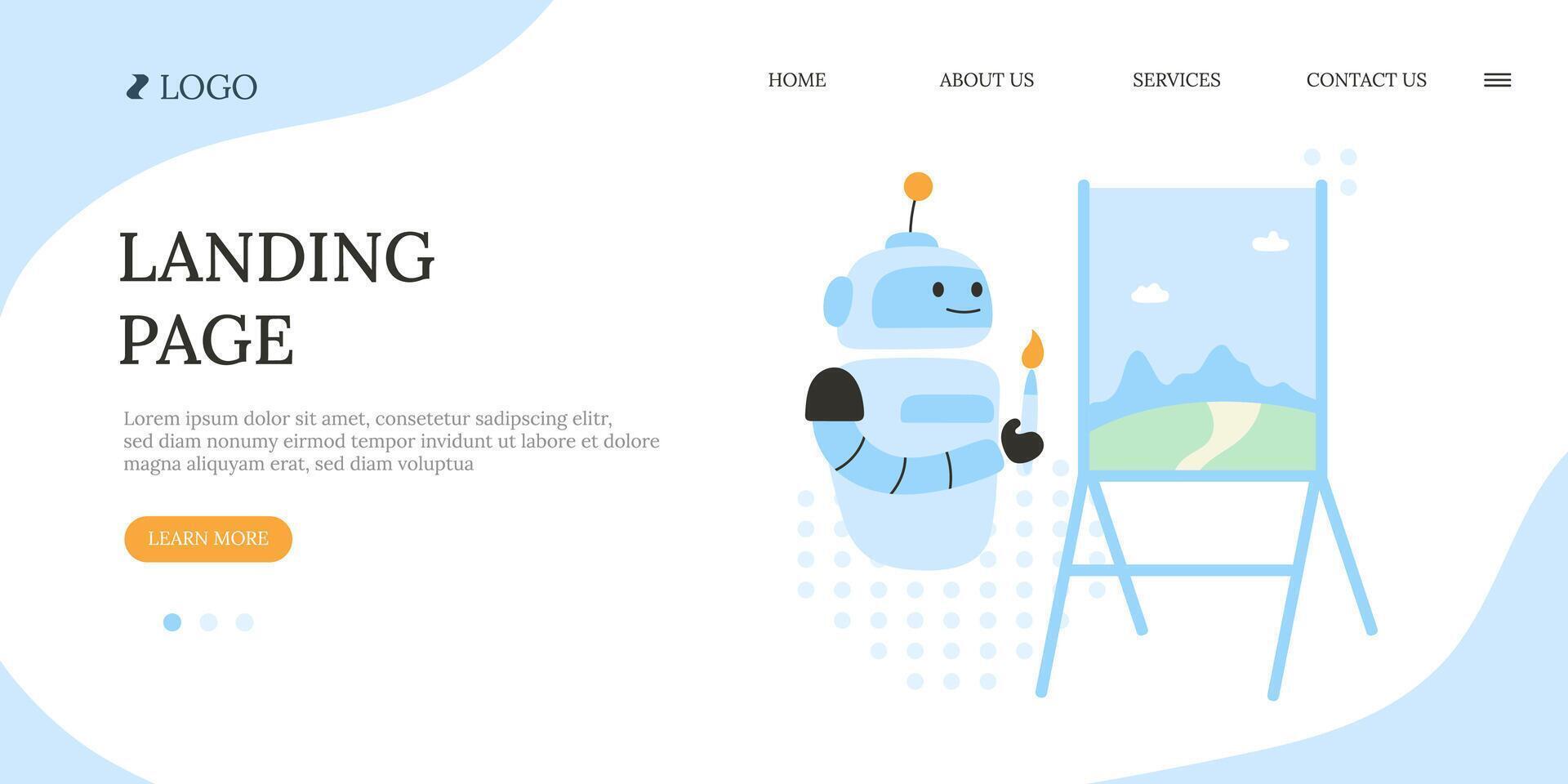 Artificial intelligence robot landing page vector