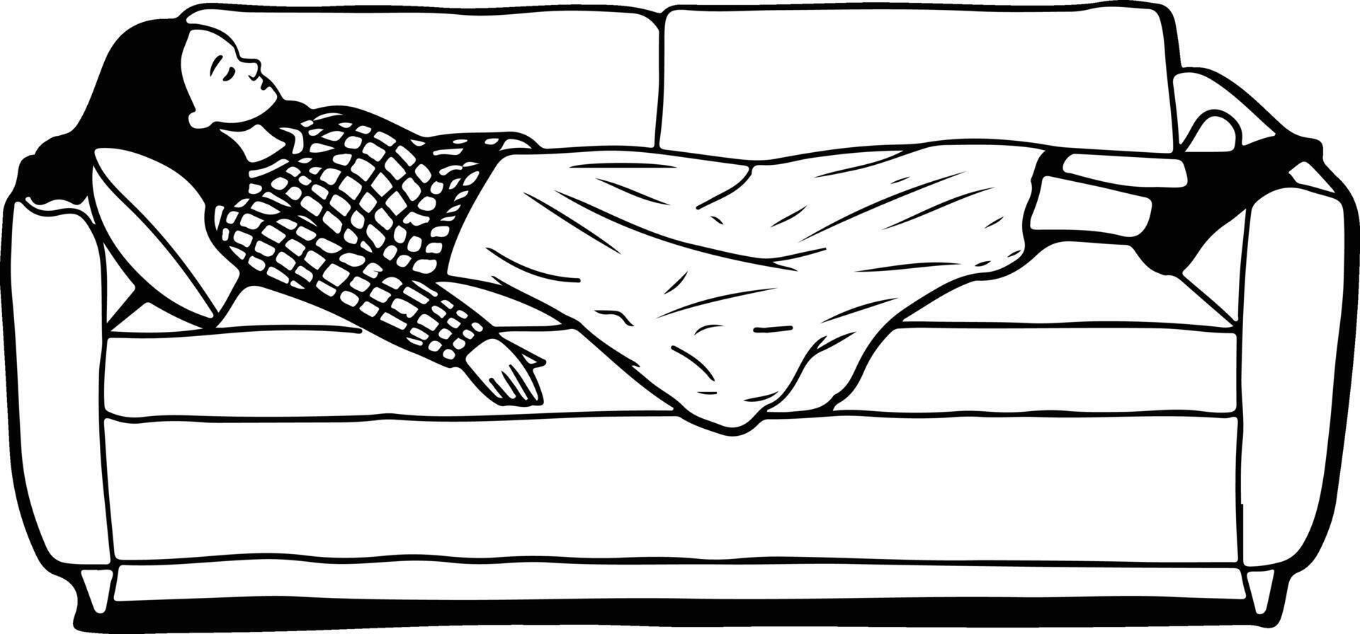 A woman laying on a couch with her feet up vector