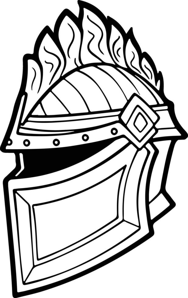 A helmet with flames on it coloring page vector