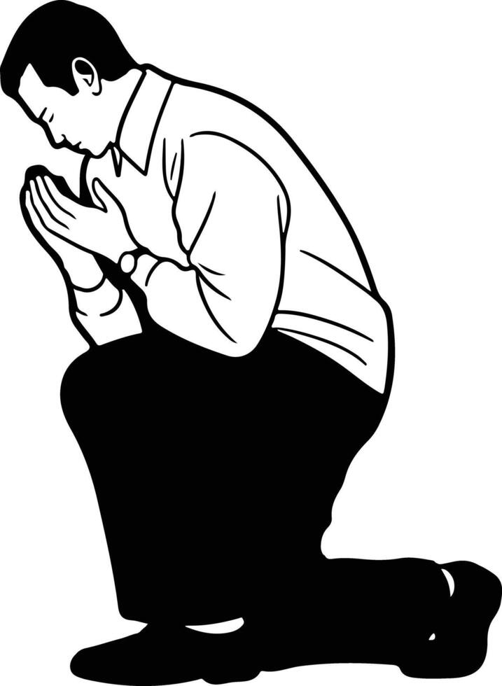 A man kneeling down and praying vector