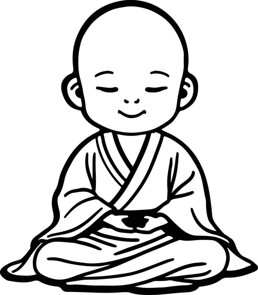 A cartoon buddha sitting in meditation vector