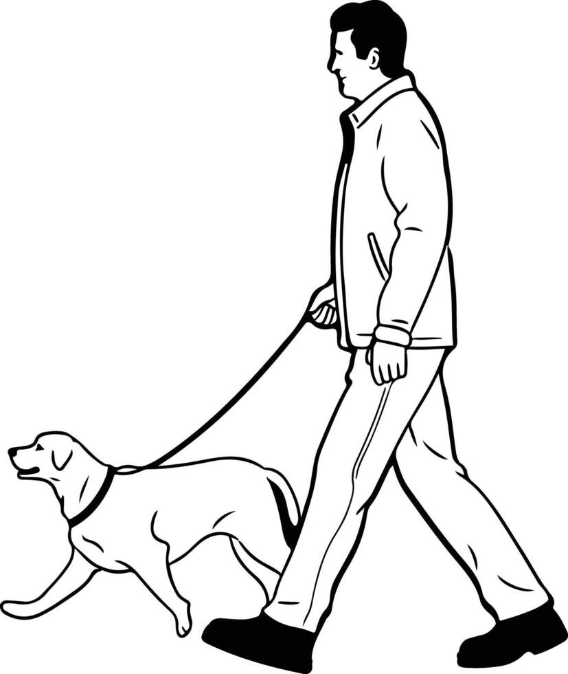 A man walking his dog clipart vector