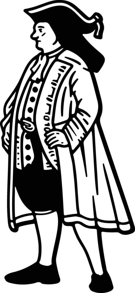 A man in a costume with a hat and coat vector