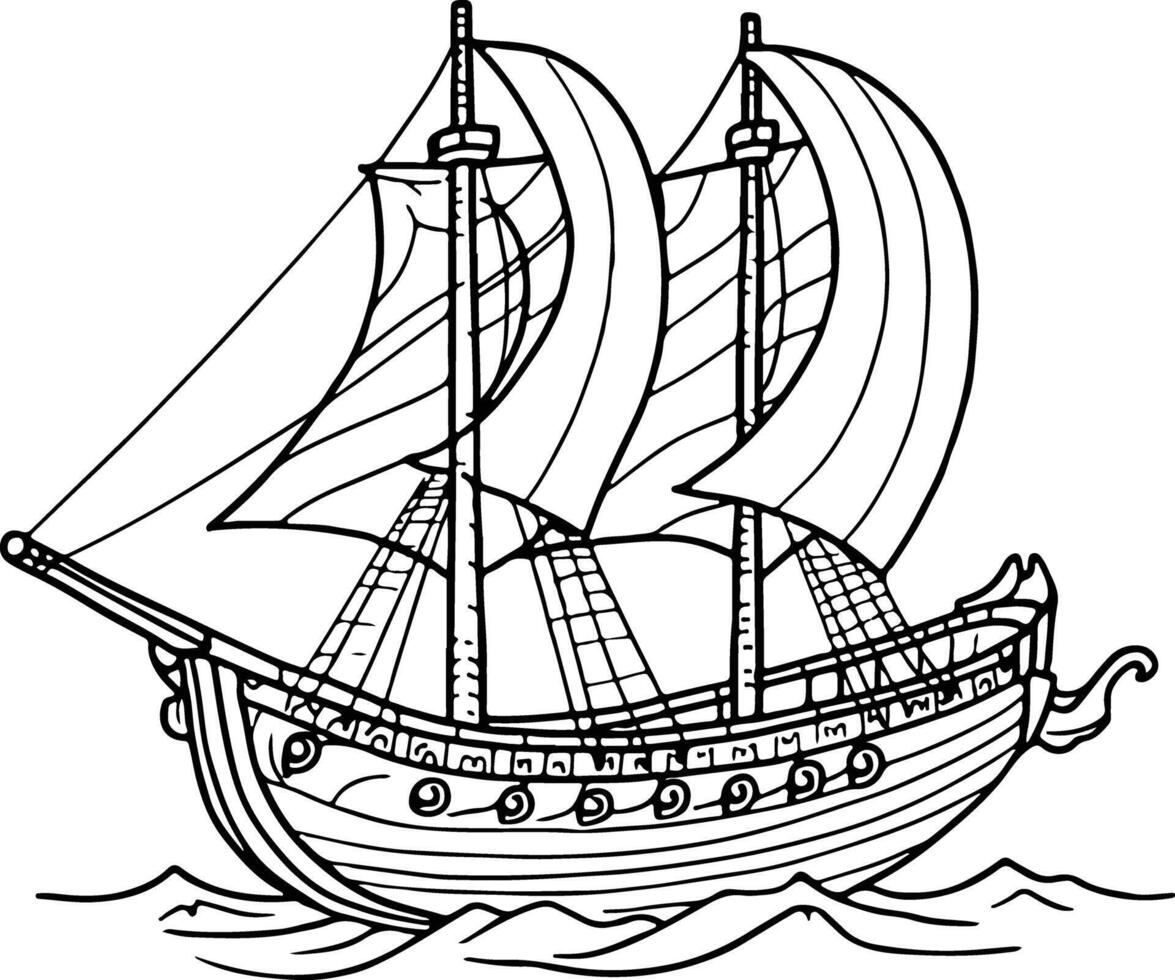 Ancient Ships hand drawn vector