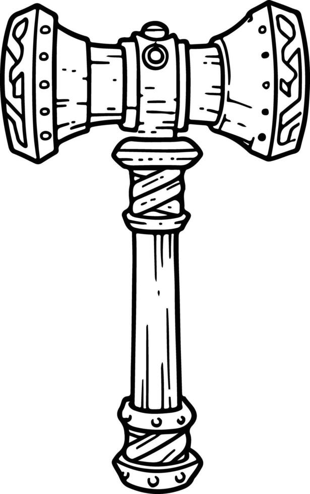 Ancient Adze Tool outline hand drawn vector