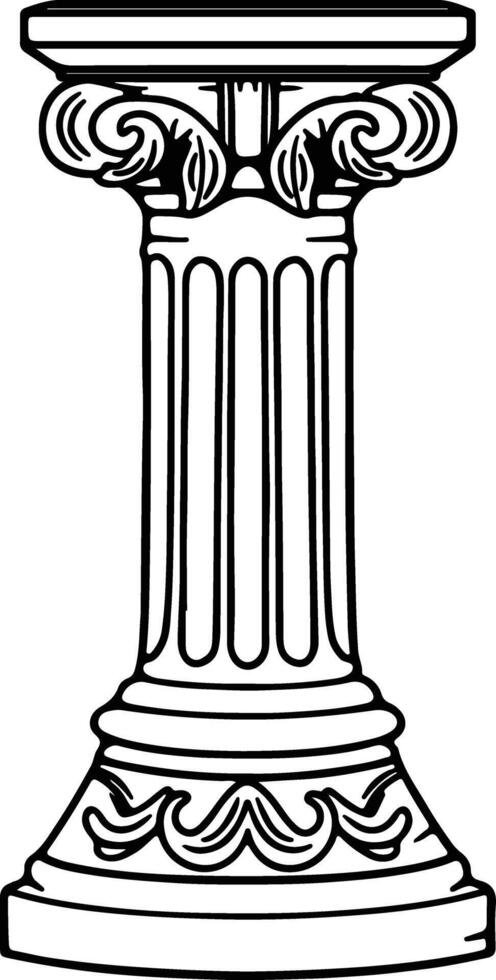 Ancient Pedestal Statue hand drawn vector