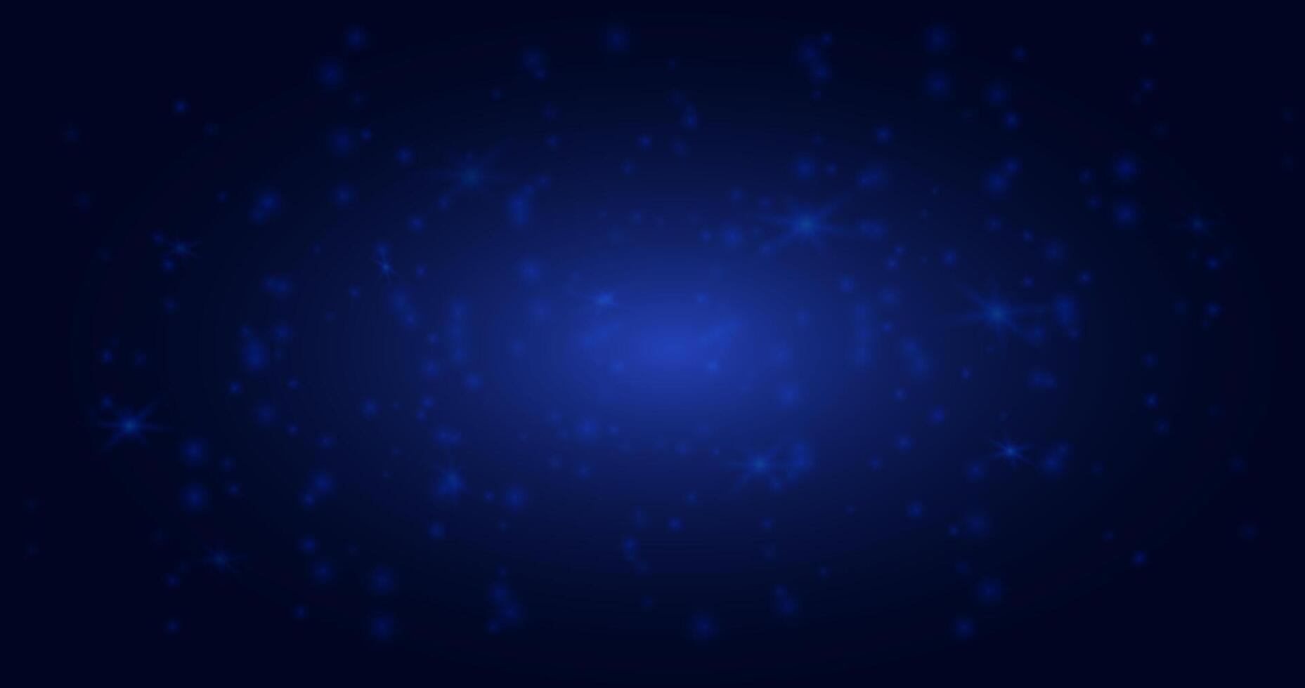 A glowing blue starry background with sparkling particles. Ideal for night sky designs, magical effects, space themes, or festive backgrounds in digital media. vector