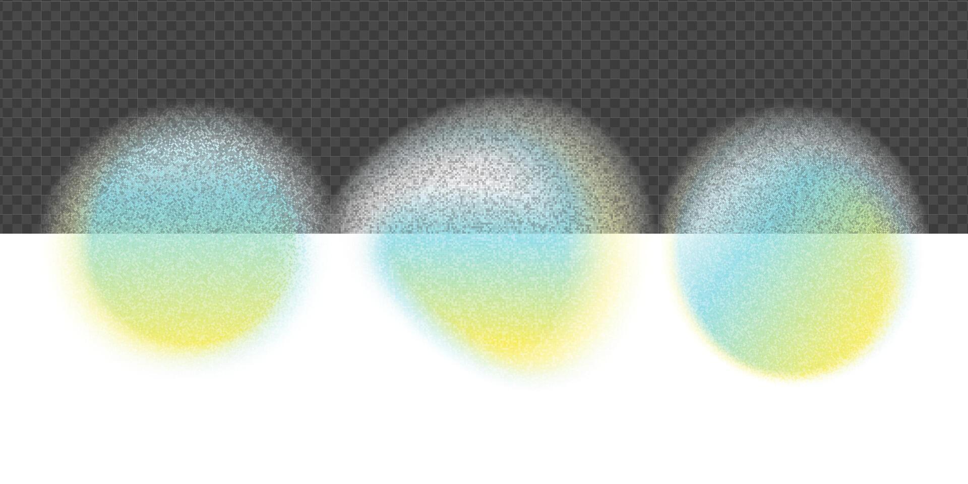 Geometric colorful grainy shapes set. Gradient groovy elements with for texture. Eps10 transparent Illustration. vector