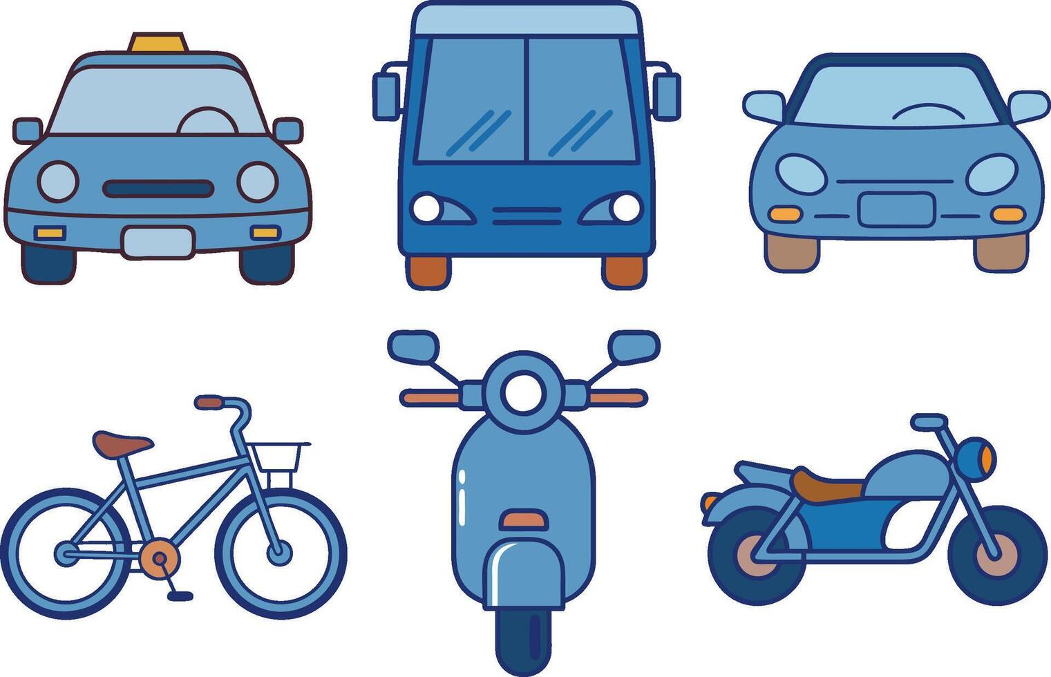 Illustration of Different Transportation Land Vehicles Including Cars and Bikes vector