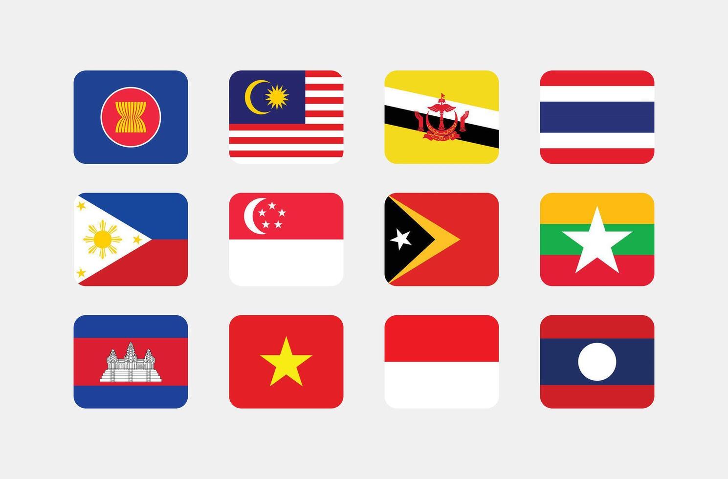 National Flag of All ASEAN Countries. Set of ASEAN country Flag. vector