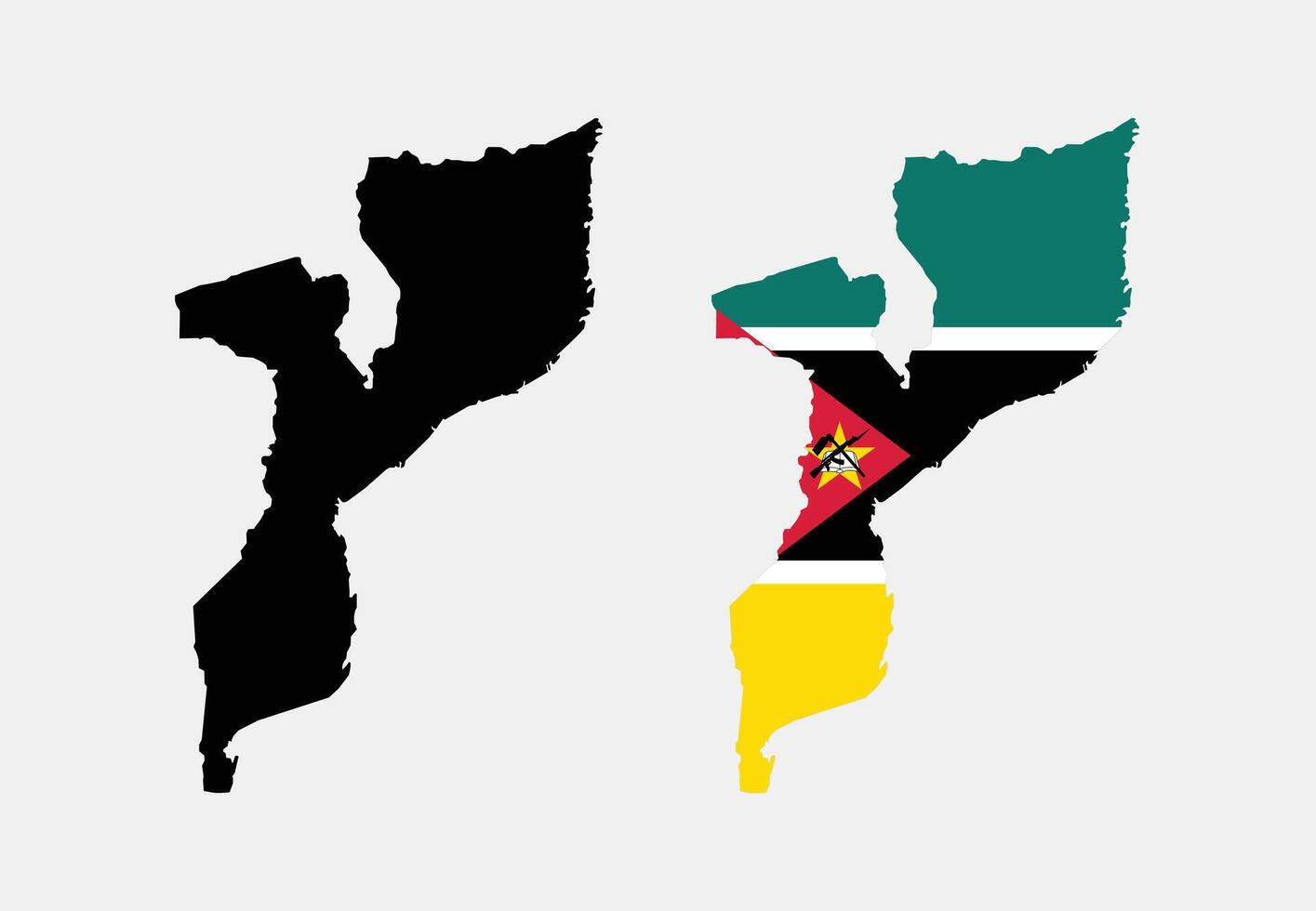 Mozambique Map. Map of Mozambique with National Flag. vector