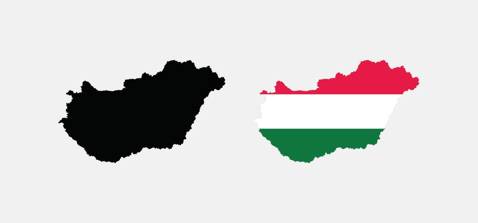 Hungary Map. Map of Hungary with national Flag. vector