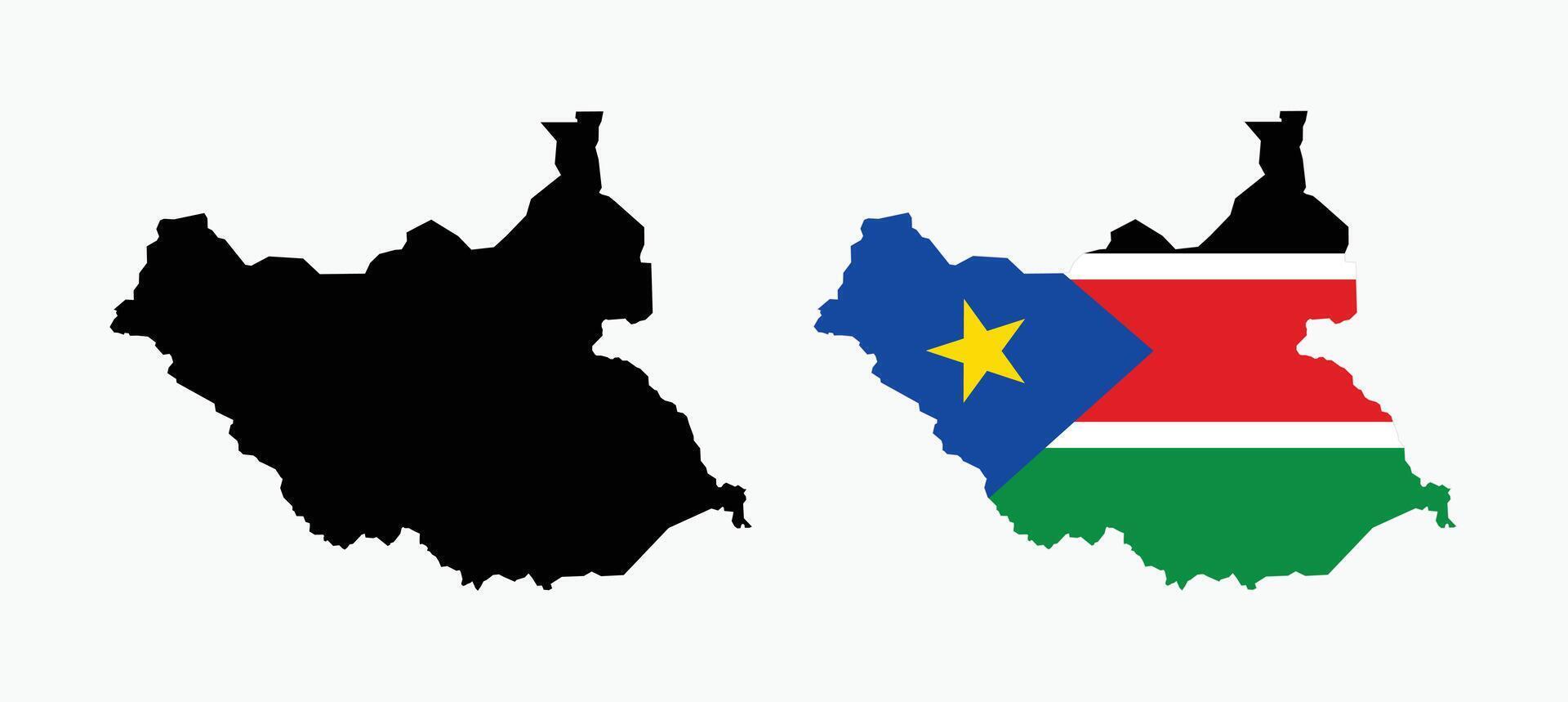 South Sudan Map. Map of South Sudan with National Flag. vector