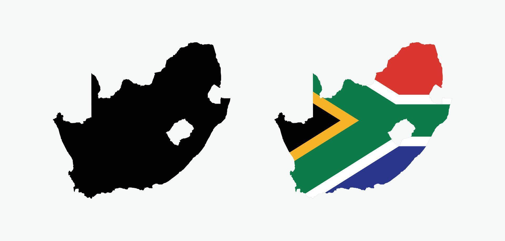 South Africa Map. Map of South Africa with National Flag. vector