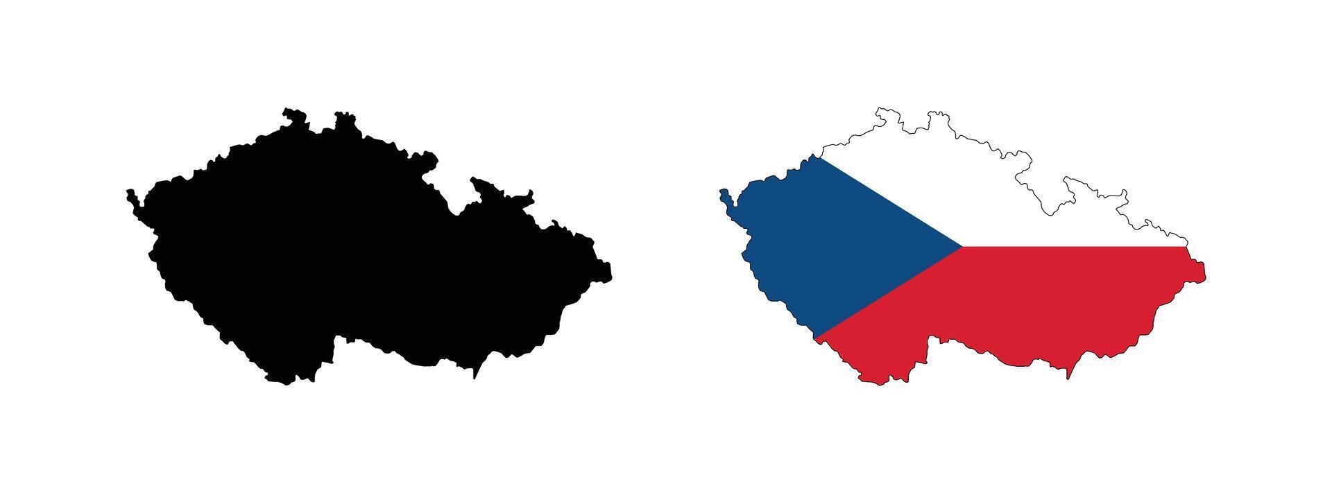 Czech Republic Map. Map of Czech Republic with National Flag. vector